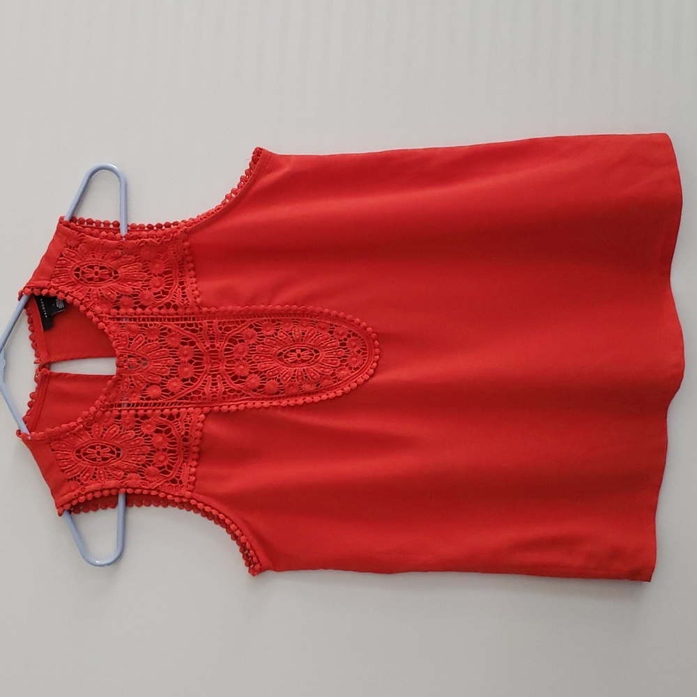 Halogen Lace & Crepe Tank Top Small